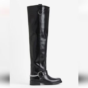 H&M Black Moto Boots with Silver Accents